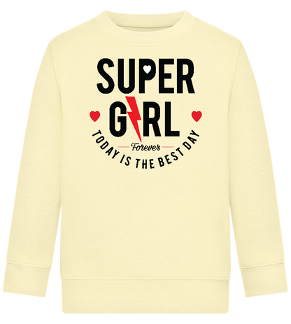 Super Girl Forever Design - Comfort Kids Sweater_AMARELO CLARO_front