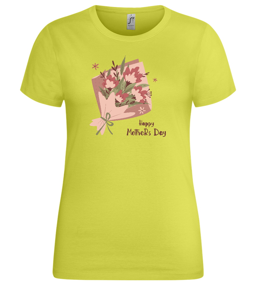 Happy Mother's Day Flower Bouquet Design - Premium women's t-shirt_GREEN APPLE_front