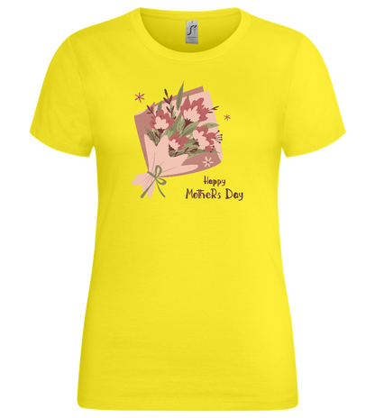 Happy Mother's Day Flower Bouquet Design - Premium women's t-shirt_LEMON_front