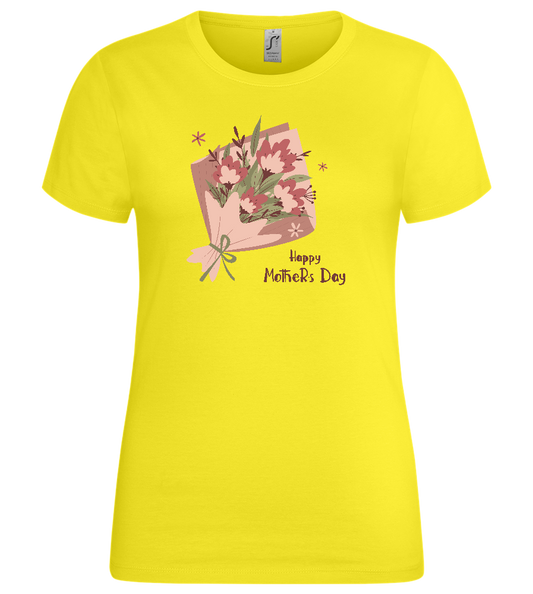 Happy Mother's Day Flower Bouquet Design - Premium women's t-shirt_LEMON_front