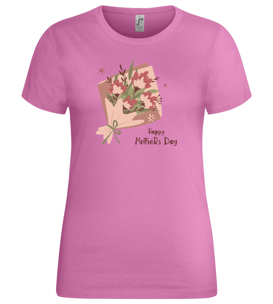 Happy Mother's Day Flower Bouquet Design - Premium women's t-shirt_PINK ORCHID_front