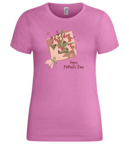 Happy Mother's Day Flower Bouquet Design - Premium women's t-shirt_PINK ORCHID_front