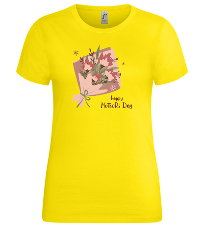 Happy Mother's Day Flower Bouquet Design - Premium women's t-shirt_YELLOW_front