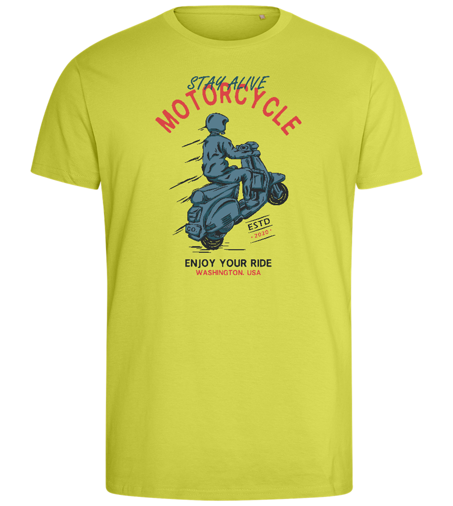 Stay Alive Motorcycle Design - Comfort men's fitted t-shirt_GREEN APPLE_front