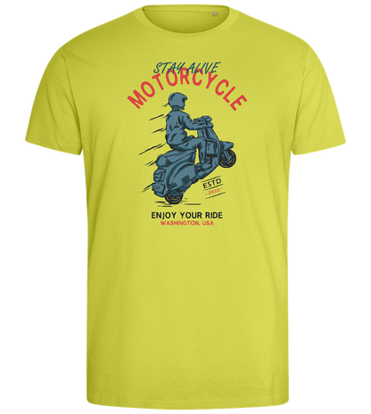 Stay Alive Motorcycle Design - Comfort men's fitted t-shirt_GREEN APPLE_front