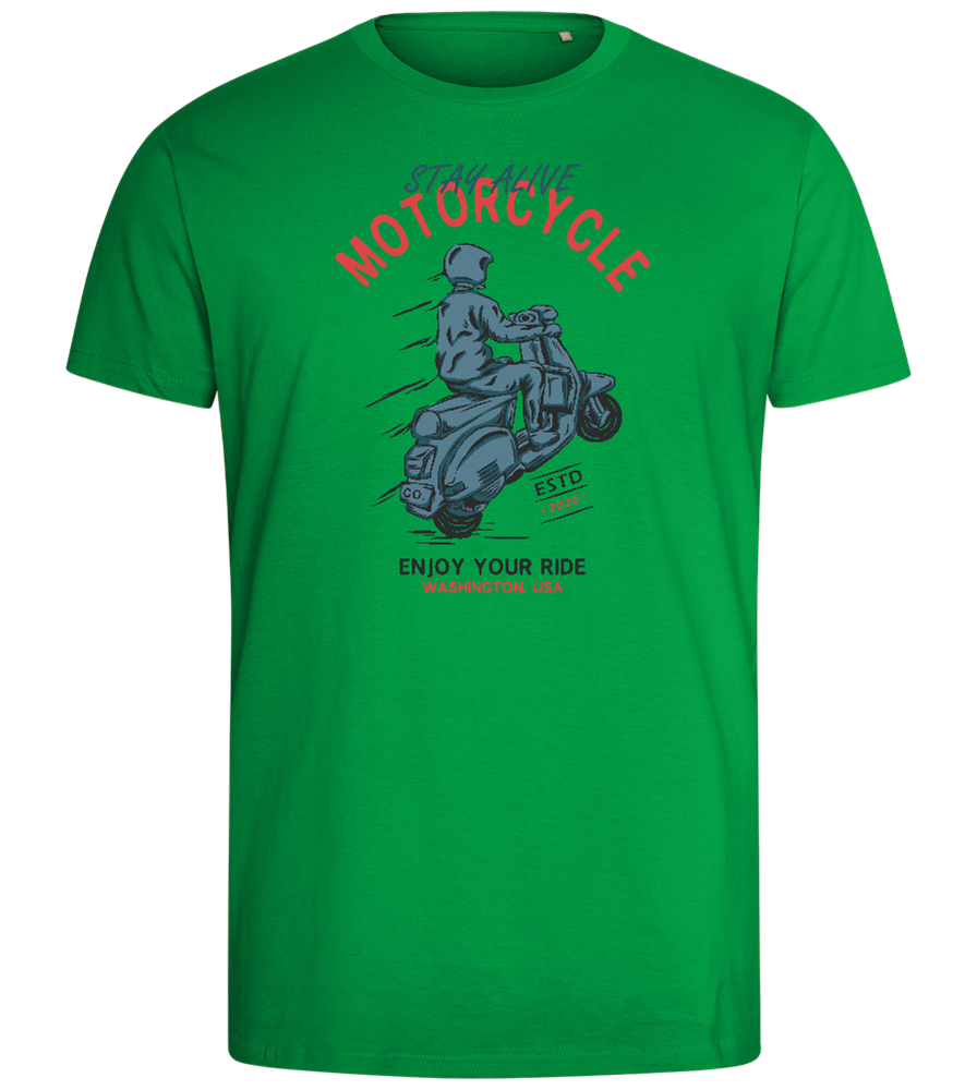 Stay Alive Motorcycle Design - Comfort men's fitted t-shirt_MEADOW GREEN_front