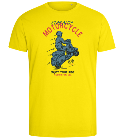 Stay Alive Motorcycle Design - Comfort men's fitted t-shirt_YELLOW_front