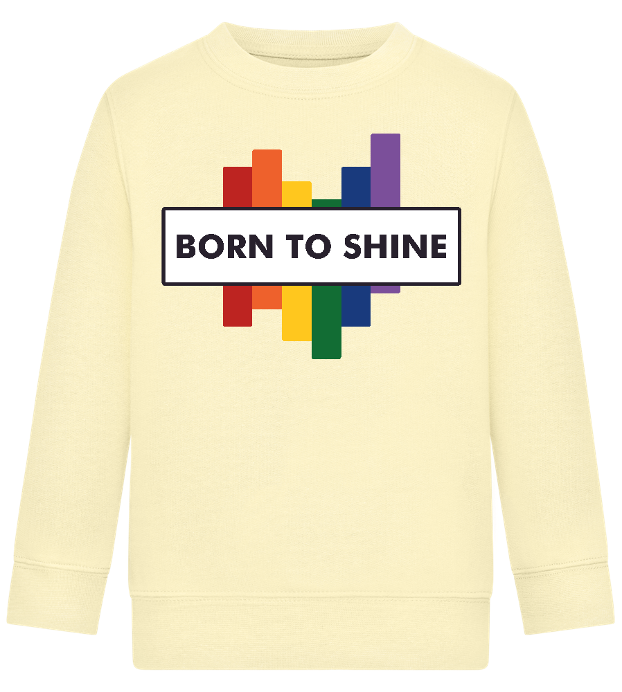 Born To Shine Rainbow Design - Comfort Kids Sweater_AMARELO CLARO_front