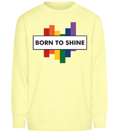 Born To Shine Rainbow Design - Comfort Kids Sweater_AMARELO CLARO_front