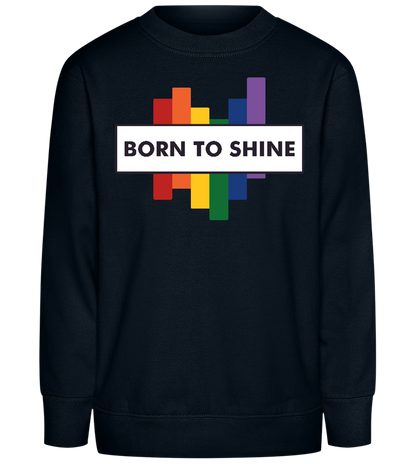 Born To Shine Rainbow Design - Comfort Kids Sweater_BLACK_front