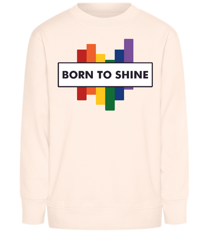 Born To Shine Rainbow Design - Comfort Kids Sweater_LIGHT PEACH ROSE_front