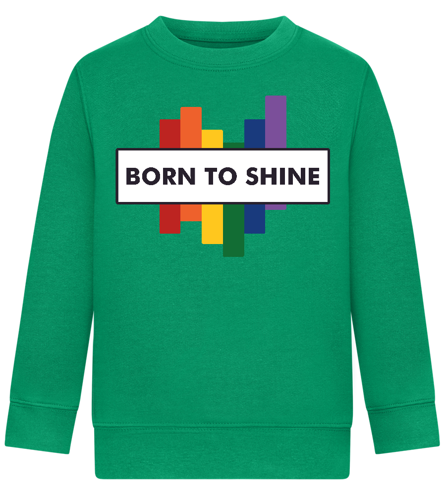 Born To Shine Rainbow Design - Comfort Kids Sweater_MEADOW GREEN_front