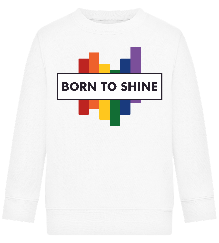 Born To Shine Rainbow Design - Comfort Kids Sweater_WHITE_front