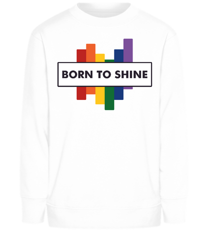 Born To Shine Rainbow Design - Comfort Kids Sweater_WHITE_front