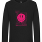 Distorted Pink Smiley Design - Premium kids long sleeve t-shirt_DEEP BLACK_front