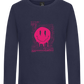 Distorted Pink Smiley Design - Premium kids long sleeve t-shirt_FRENCH NAVY_front