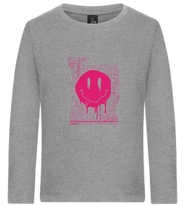 Distorted Pink Smiley Design - Premium kids long sleeve t-shirt