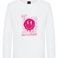 Distorted Pink Smiley Design - Premium kids long sleeve t-shirt_WHITE_front