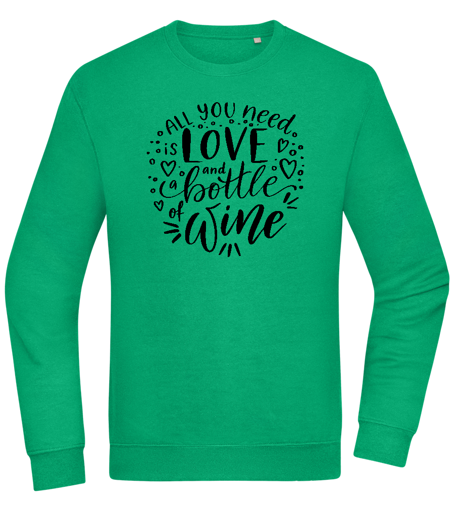 Love And Wine Design - Comfort Essential Unisex Sweater_MEADOW GREEN_front