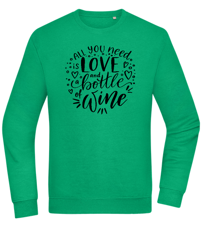 Love And Wine Design - Comfort Essential Unisex Sweater_MEADOW GREEN_front