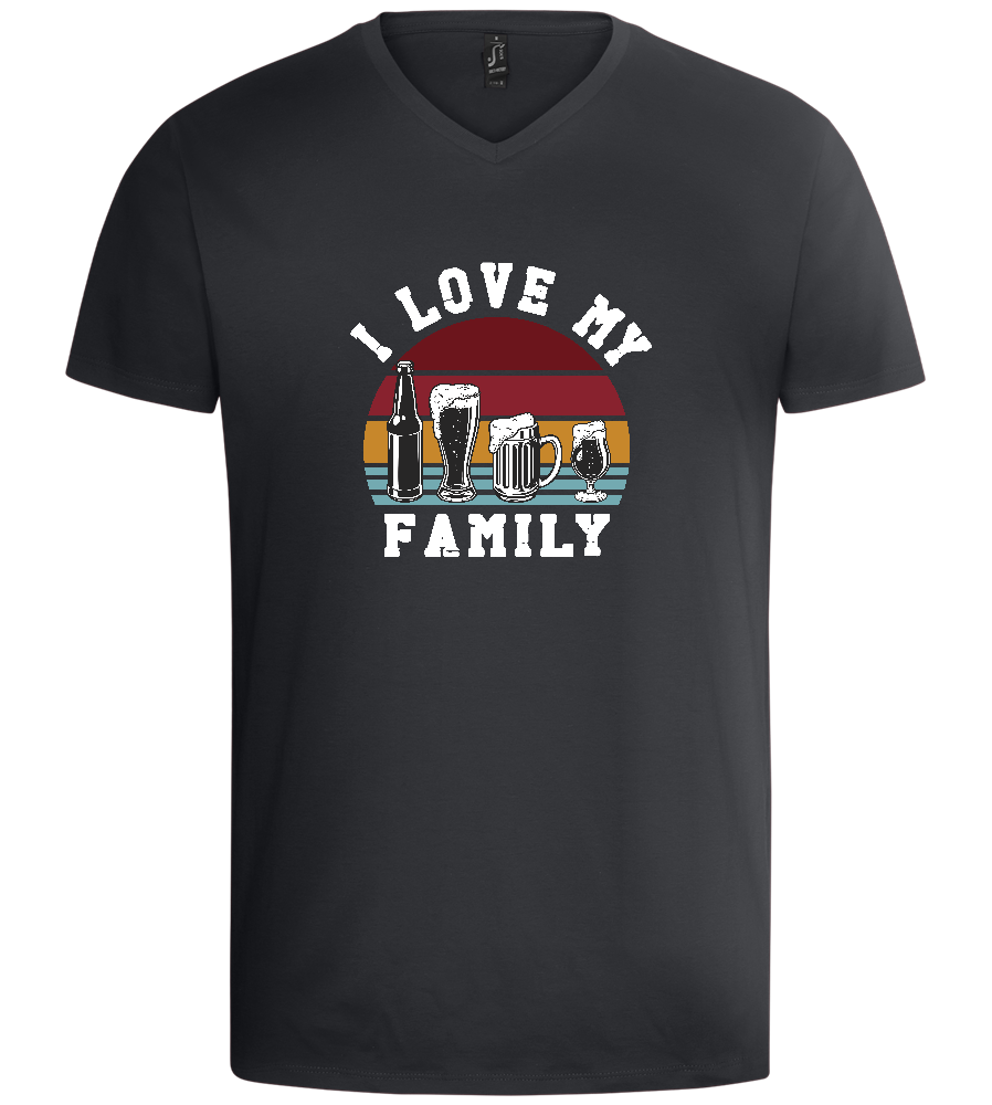 I Love My Beer Family Design - Basic men's v-neck t-shirt_DARK GRAY_front