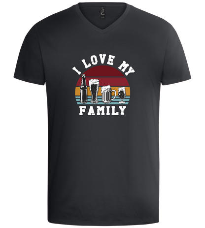 I Love My Beer Family Design - Basic men's v-neck t-shirt_DARK GRAY_front