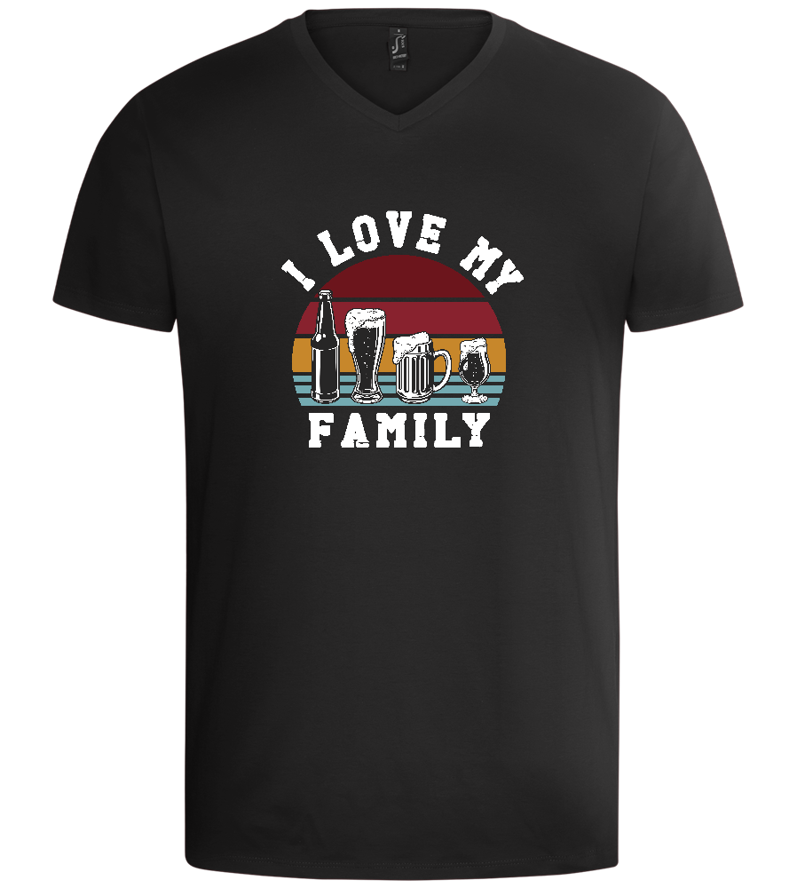 I Love My Beer Family Design - Basic men's v-neck t-shirt_DEEP BLACK_front