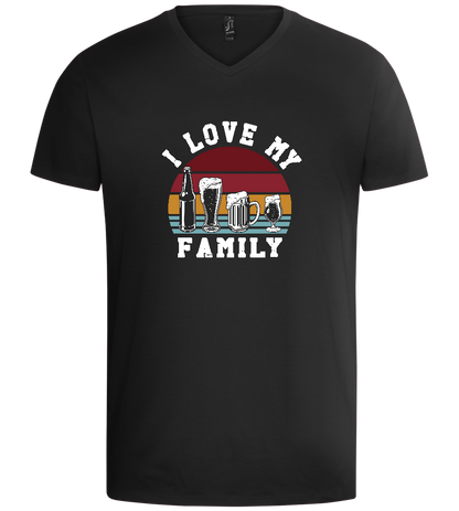 I Love My Beer Family Design - Basic men's v-neck t-shirt_DEEP BLACK_front