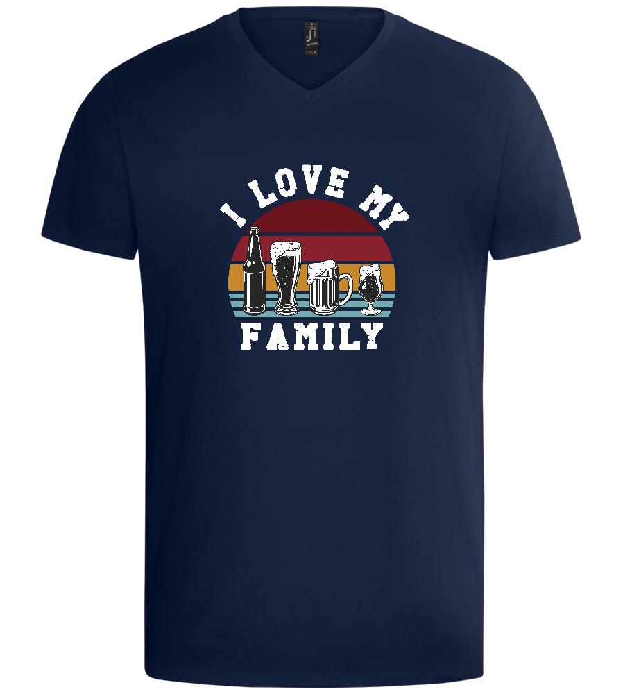 I Love My Beer Family Design - Basic men's v-neck t-shirt_MARINE_front