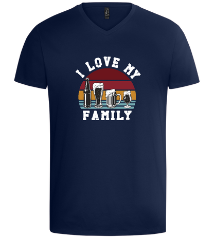 I Love My Beer Family Design - Basic men's v-neck t-shirt_MARINE_front