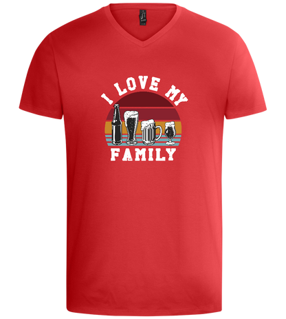 I Love My Beer Family Design - Basic men's v-neck t-shirt_RED_front