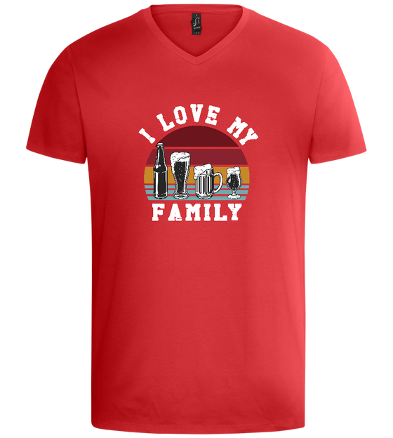 I Love My Beer Family Design - Basic men's v-neck t-shirt_RED_front