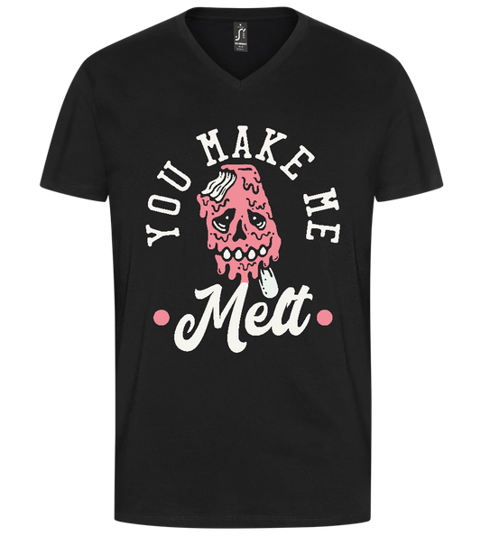 You Make Me Melt Ice Cream Design - Premium men's v-neck t-shirt_DEEP BLACK_front