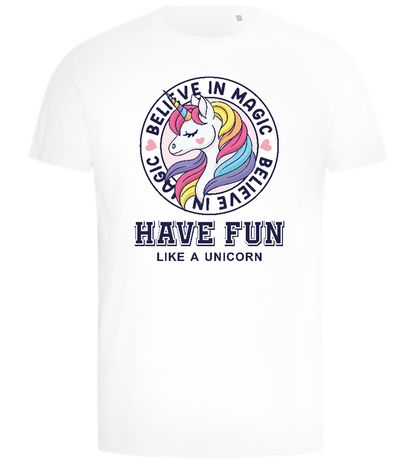 Believe in Magic Unicorn Design - Comfort men's t-shirt_WHITE_front