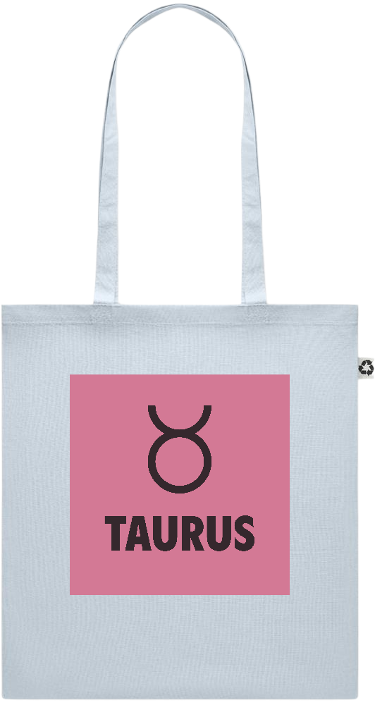 Zodiac Taurus Design - Recycled cotton colored shopping bag_BABY BLUE_front