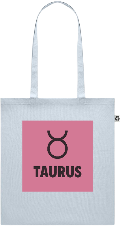 Zodiac Taurus Design - Recycled cotton colored shopping bag_BABY BLUE_front