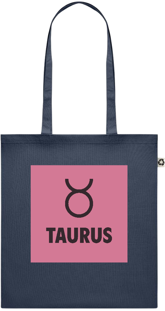 Zodiac Taurus Design - Recycled cotton colored shopping bag_FRENCH NAVY_front