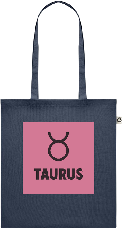 Zodiac Taurus Design - Recycled cotton colored shopping bag_FRENCH NAVY_front