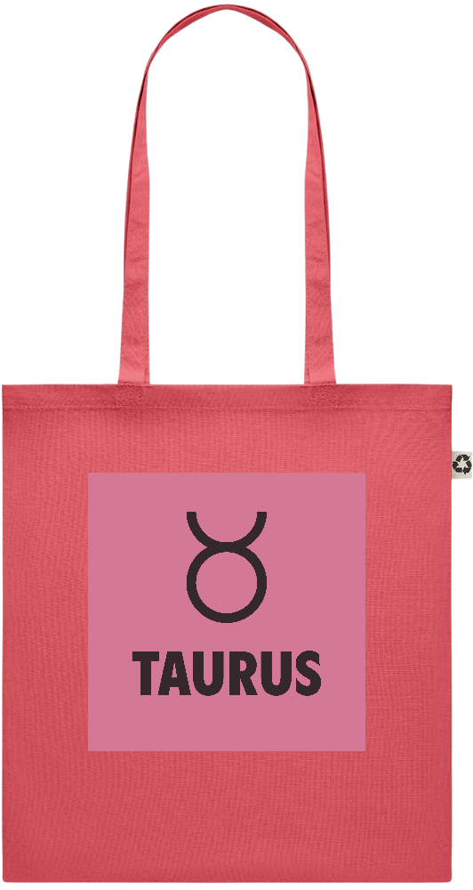 Zodiac Taurus Design - Recycled cotton colored shopping bag_RED_front