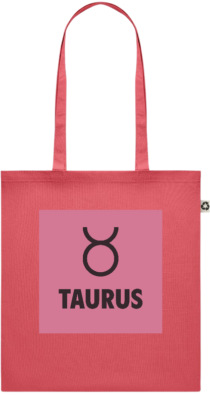 Zodiac Taurus Design - Recycled cotton colored shopping bag_RED_front