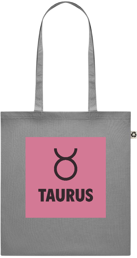 Zodiac Taurus Design - Recycled cotton colored shopping bag_STONE GREY_front