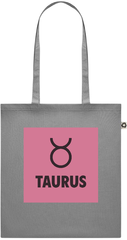 Zodiac Taurus Design - Recycled cotton colored shopping bag_STONE GREY_front