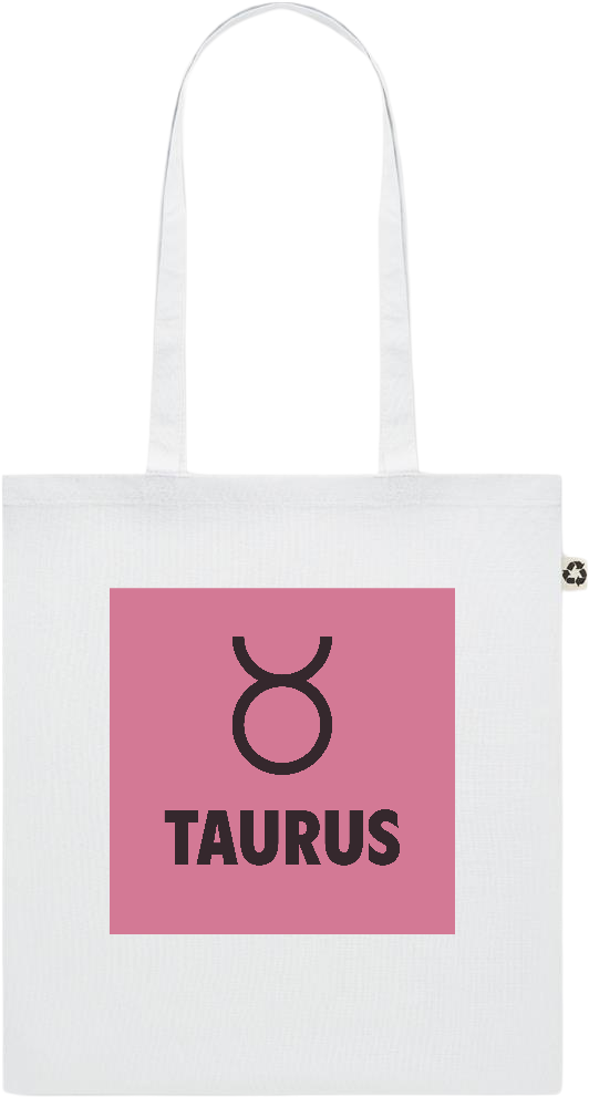 Zodiac Taurus Design - Recycled cotton colored shopping bag_WHITE_front