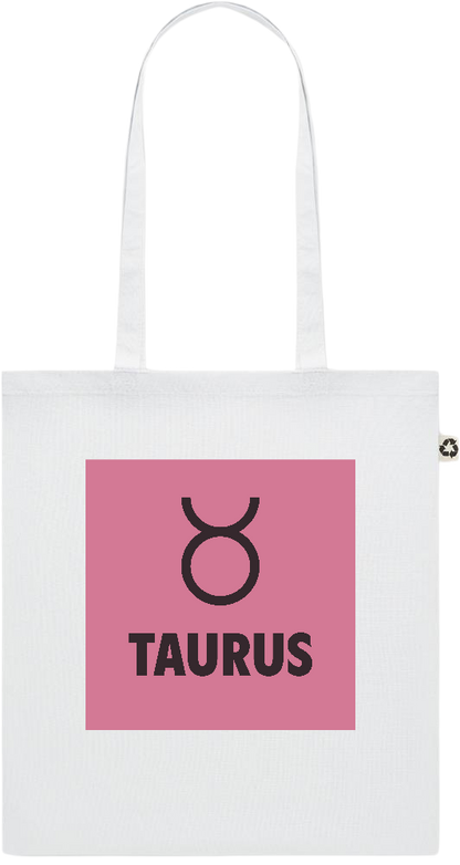 Zodiac Taurus Design - Recycled cotton colored shopping bag_WHITE_front