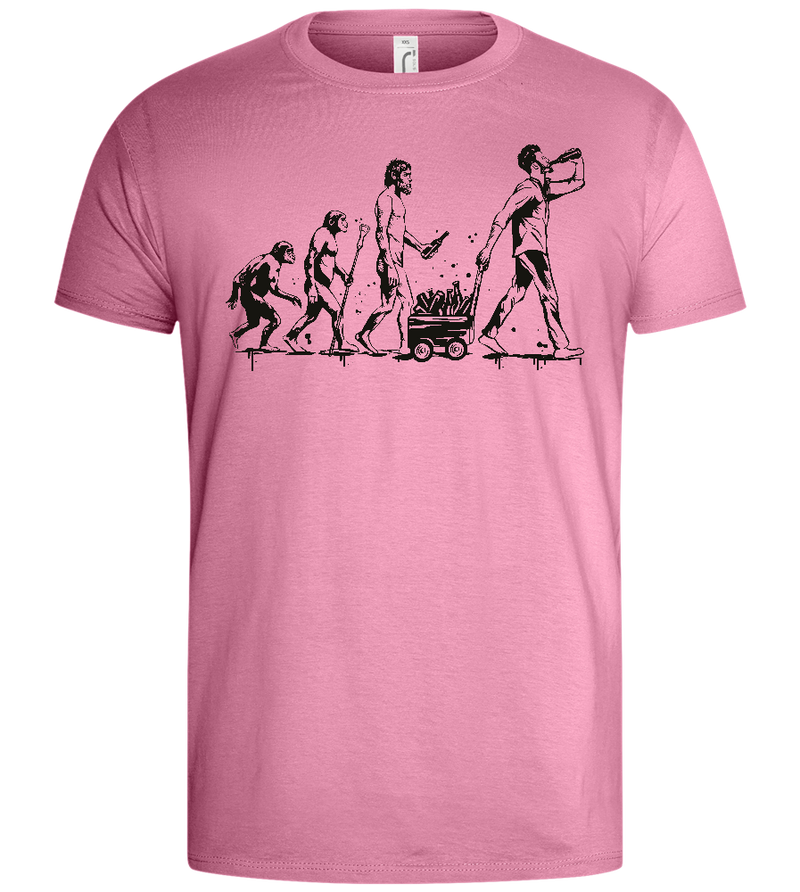 Man with Beer Evolution Design - Basic men's t-shirt_PINK ORCHID_front