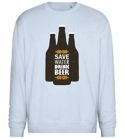 Hydrate with Beer Design - Comfort Essential Unisex Sweater_CREAMY BLUE_front