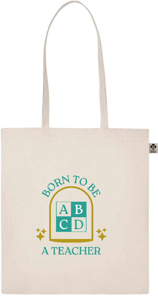 Born to be a Teacher Design - Basic organic cotton shopping bag_BEIGE_front