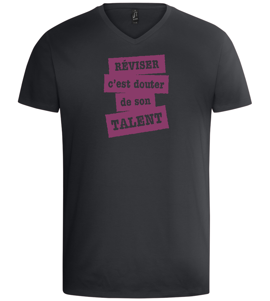 Réviser c'est Douter de Son Talent Design - Basic men's v-neck t-shirt_DARK GRAY_front