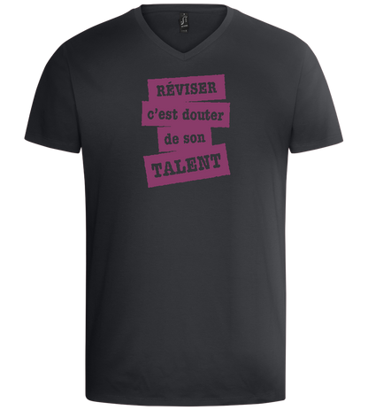 Réviser c'est Douter de Son Talent Design - Basic men's v-neck t-shirt_DARK GRAY_front