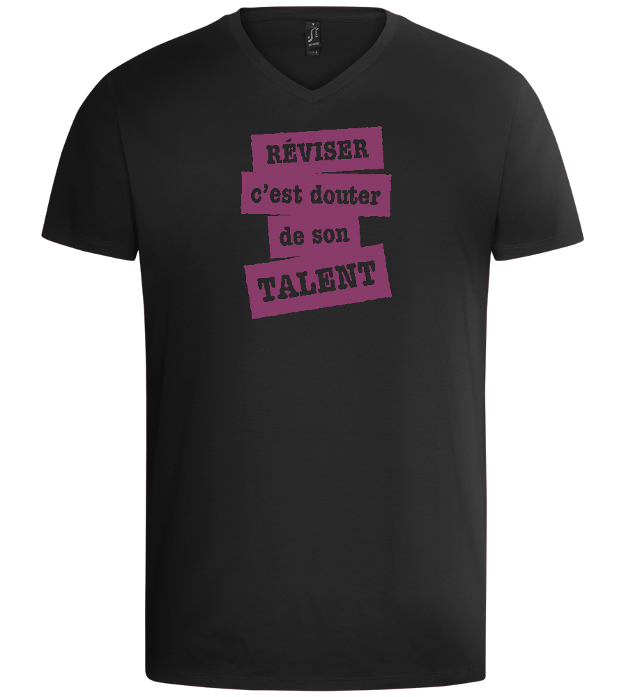 Réviser c'est Douter de Son Talent Design - Basic men's v-neck t-shirt_DEEP BLACK_front